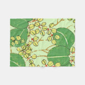 Japanische Leaf Floral Botanisches Kunstmuster Fleecedecke (Vorderseite (Horizontal))