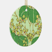 Japanische Leaf Floral Botanisches Kunstmuster Keramik Ornament (Rechts)