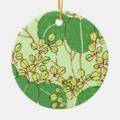 Japanische Leaf Floral Botanisches Kunstmuster Keramik Ornament (Vorne)