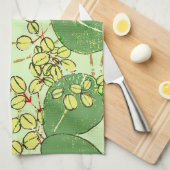 Japanische Leaf Floral Botanisches Kunstmuster Küchentuch (Viertel Falte)