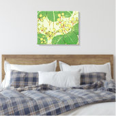 Japanische Leaf Floral Botanisches Kunstmuster Leinwanddruck (Insitu (Schlafzimmer))