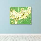 Japanische Leaf Floral Botanisches Kunstmuster Leinwanddruck (Insitu (Holzboden))