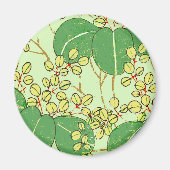Japanische Leaf Floral Botanisches Kunstmuster Magnet (Vorne)