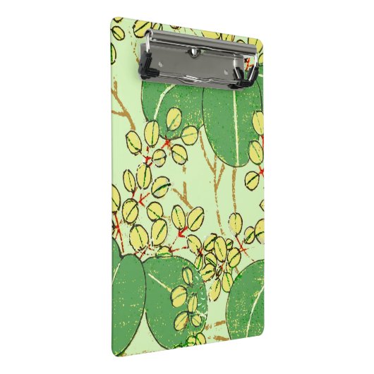 Japanische Leaf Floral Botanisches Kunstmuster Mini Klemmbrett (Schrägansicht)