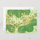Japanische Leaf Floral Botanisches Kunstmuster Postkarte (Vorne/Hinten)
