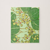 Japanische Leaf Floral Botanisches Kunstmuster Puzzle (Vertikal)