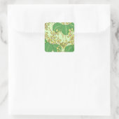 Japanische Leaf Floral Botanisches Kunstmuster Quadratischer Aufkleber (Tasche)