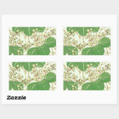 Japanische Leaf Floral Botanisches Kunstmuster Rechteckiger Aufkleber (Blatt)