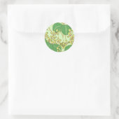 Japanische Leaf Floral Botanisches Kunstmuster Runder Aufkleber (Tasche)