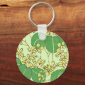 Japanische Leaf Floral Botanisches Kunstmuster Schlüsselanhänger (Vorderseite)