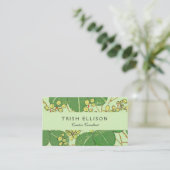 Japanische Leaf Floral Botanisches Kunstmuster Visitenkarte (Stehend Vorderseite)