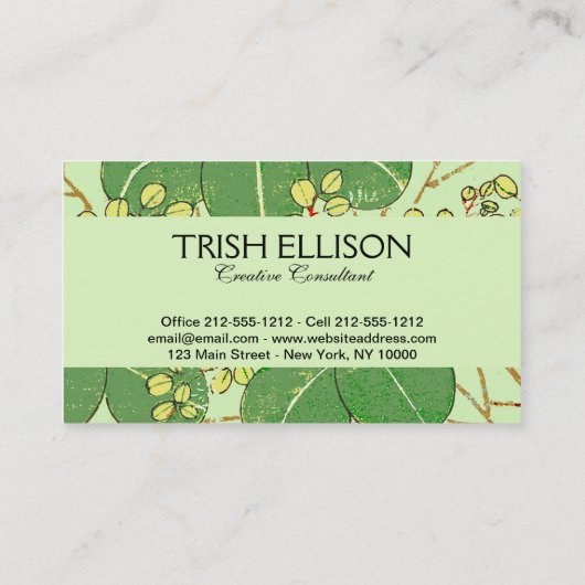 Japanische Leaf Floral Botanisches Kunstmuster Visitenkarte (Rückseite)