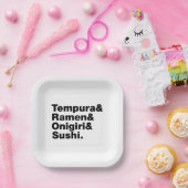 japanische Lebensmittel Tempura & Ramen & Onigiri  Pappteller (Party)
