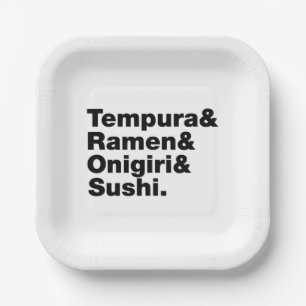 japanische Lebensmittel Tempura & Ramen & Onigiri  Pappteller