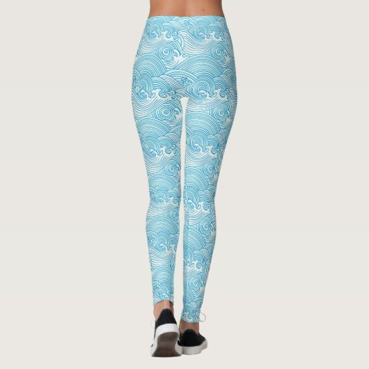 Japanische Leggings mit blauer Welle (Rückseite)
