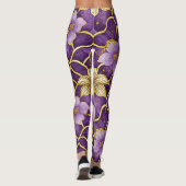 Japanische Leggings mit Lila Blütengold (Rückseite)