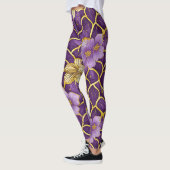 Japanische Leggings mit Lila Blütengold (Links)