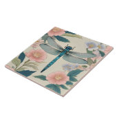 Japanische Libelle Art Pastell Green & Pink Fliese (Seite)