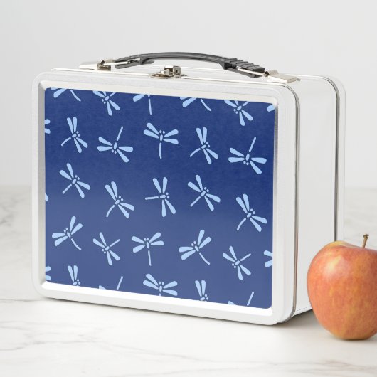 Japanische Libellenmuster, Kobalt und Sky Blue Metall Lunch Box (Beispiel)