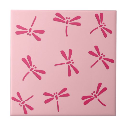 Japanische Libellenmuster, Light Coral Pink Fliese (Vorderseite)