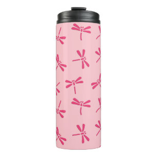 Japanische Libellenmuster, Light Coral Pink Thermosbecher