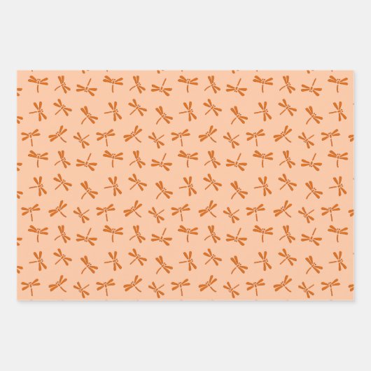 Japanische Libellenmuster, rot, schwarz, orange Geschenkpapier Set (Vorderseite 3)