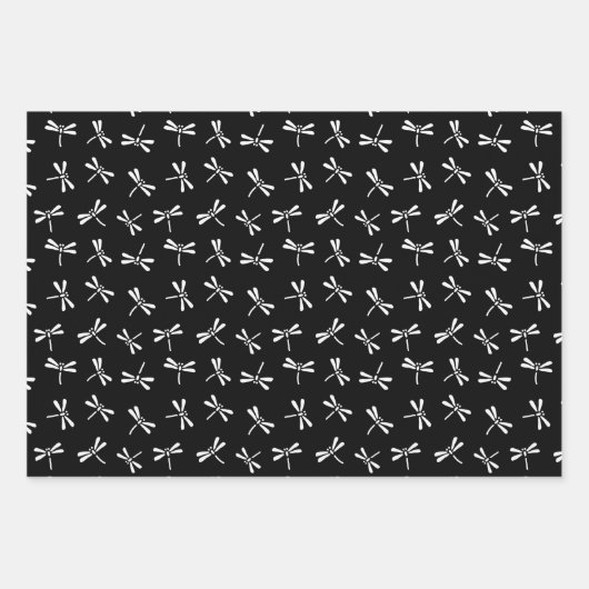 Japanische Libellenmuster, rot, schwarz, orange Geschenkpapier Set (Vorderseite 2)