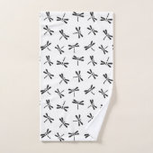 Japanische Libellenmuster, Schwarz und Weiß Badhandtuch Set (Handtuch)