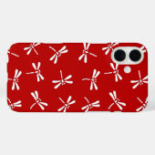 Japanische Libellenmuster, tiefrot und weiß Case-Mate iPhone Hülle (Rückseite (Horizontal))