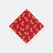 Japanische Libellenmuster, tiefrot und weiß Serviette (Ecke)