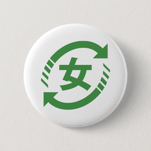 Japanische Mädchen gerecycelt | Kanji Nihongo Button (Vorderseite)