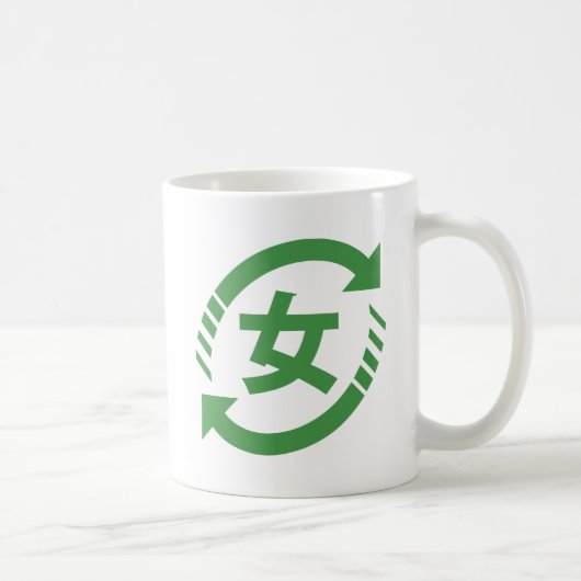 Japanische Mädchen gerecycelt | Kanji Nihongo Kaffeetasse (Rechts)