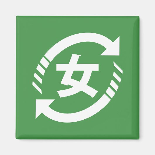 Japanische Mädchen gerecycelt | Kanji Nihongo Magnet (Vorne)