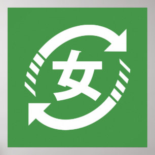 Japanische Mädchen gerecycelt   Kanji Nihongo Poster