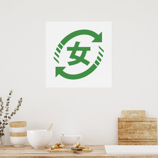 Japanische Mädchen gerecycelt | Kanji Nihongo Poster (Küche)