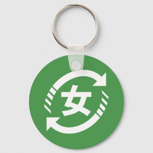 Japanische Mädchen gerecycelt   Kanji Nihongo Schlüsselanhänger