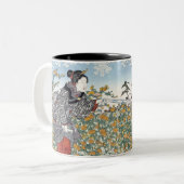 Japanische Mädchen von Ide Tama River Zweifarbige Tasse (Vorderseite Links)