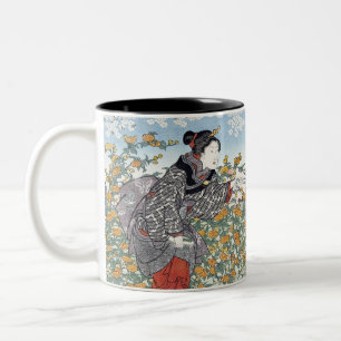 Japanische Mädchen von Ide Tama River Zweifarbige Tasse