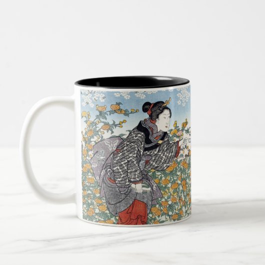 Japanische Mädchen von Ide Tama River Zweifarbige Tasse (Links)