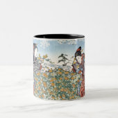 Japanische Mädchen von Ide Tama River Zweifarbige Tasse (Mittel)