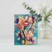 Japanische Magnolia-Aquarellbatik Postkarte (Stehend Vorderseite)