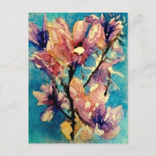 Japanische Magnolia-Aquarellbatik Postkarte (Vorderseite)