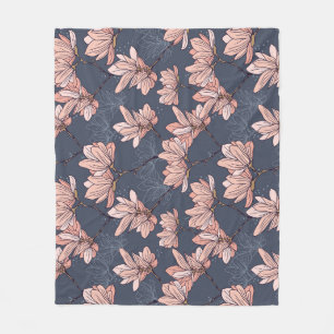 Japanische magnolische Blume, nahtlos, Vintag Fleecedecke