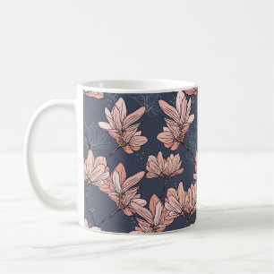 Japanische magnolische Blume, nahtlos, Vintag Kaffeetasse