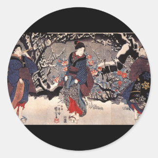 Japanische Malerei c. 1800 Runder Aufkleber