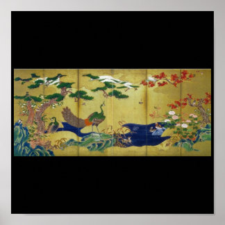 Japanische Malerei c. Pfau 1500 Poster