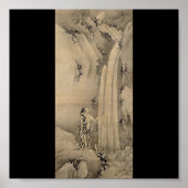 Japanische Malerei des Wasserfalls, c. 1500 Poster (Vorne)