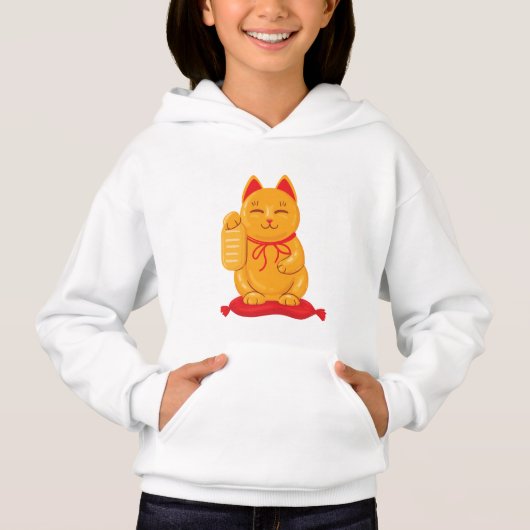 Japanische Maneki Neko Gold Cat, Symbol des Wohlst Hoodie (Vorderseite)