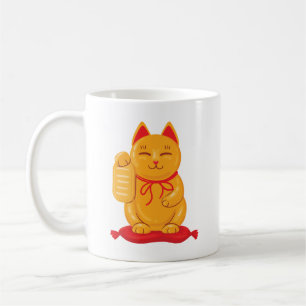 Japanische Maneki Neko Gold Cat, Symbol des Wohlst Kaffeetasse