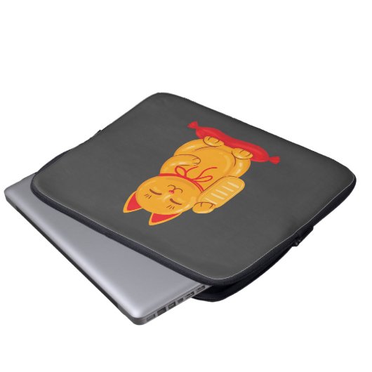 Japanische Maneki Neko Gold Cat, Symbol des Wohlst Laptopschutzhülle (Vorne Knopf)